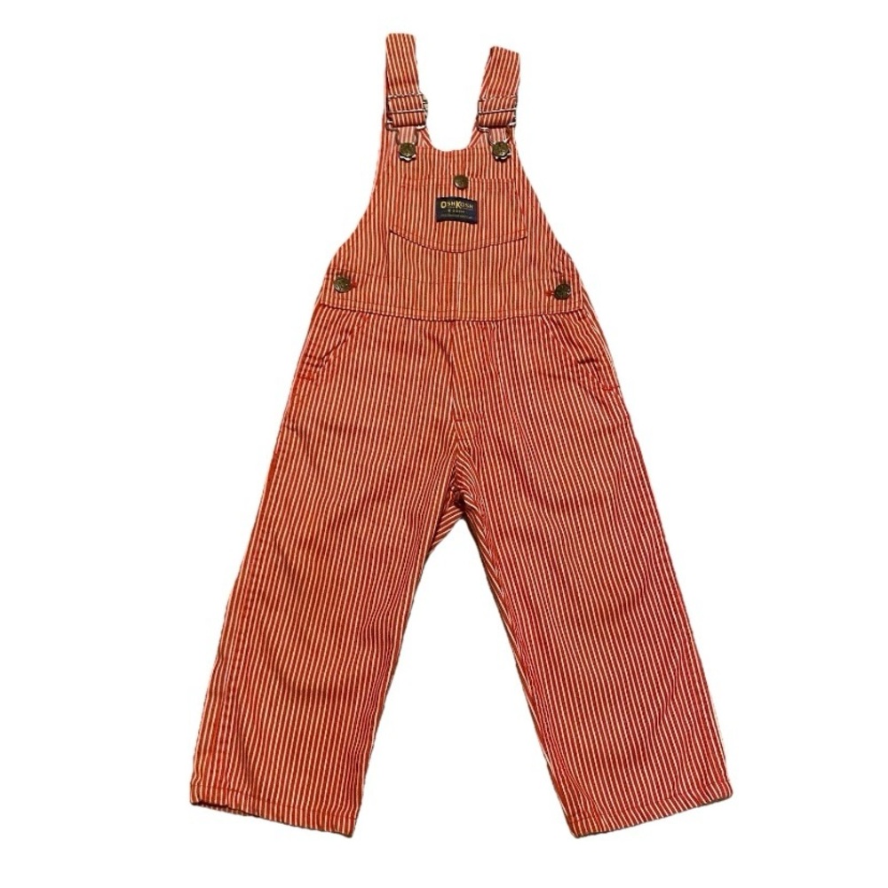 VTG OshKosh B'Gosh Baby Vestbak Overalls Red and White Striped 3 Toddler